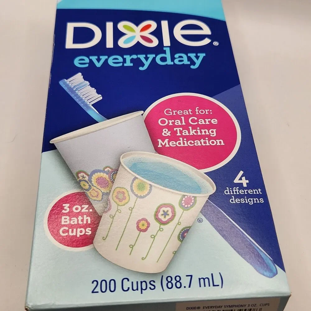 Dixie 3 oz Bath Cups 200 Count Disposable Paper SEALED Pastel Flowers 2016